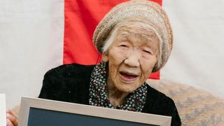 Kane Tanaka at age 116 when she was recognized as the world's oldest living person by Guinness World Records.