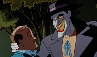 Batman: The Animated Series Joker grabs a guy by the neck in the park