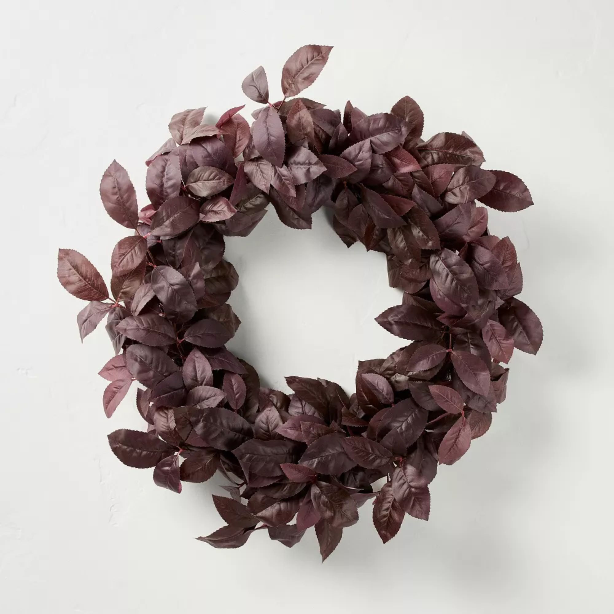 Faux black plum leaf wreath