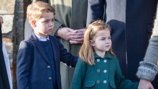Prince George of Cambridge and Princess Charlotte of Cambridge attend the Christmas Day Church service