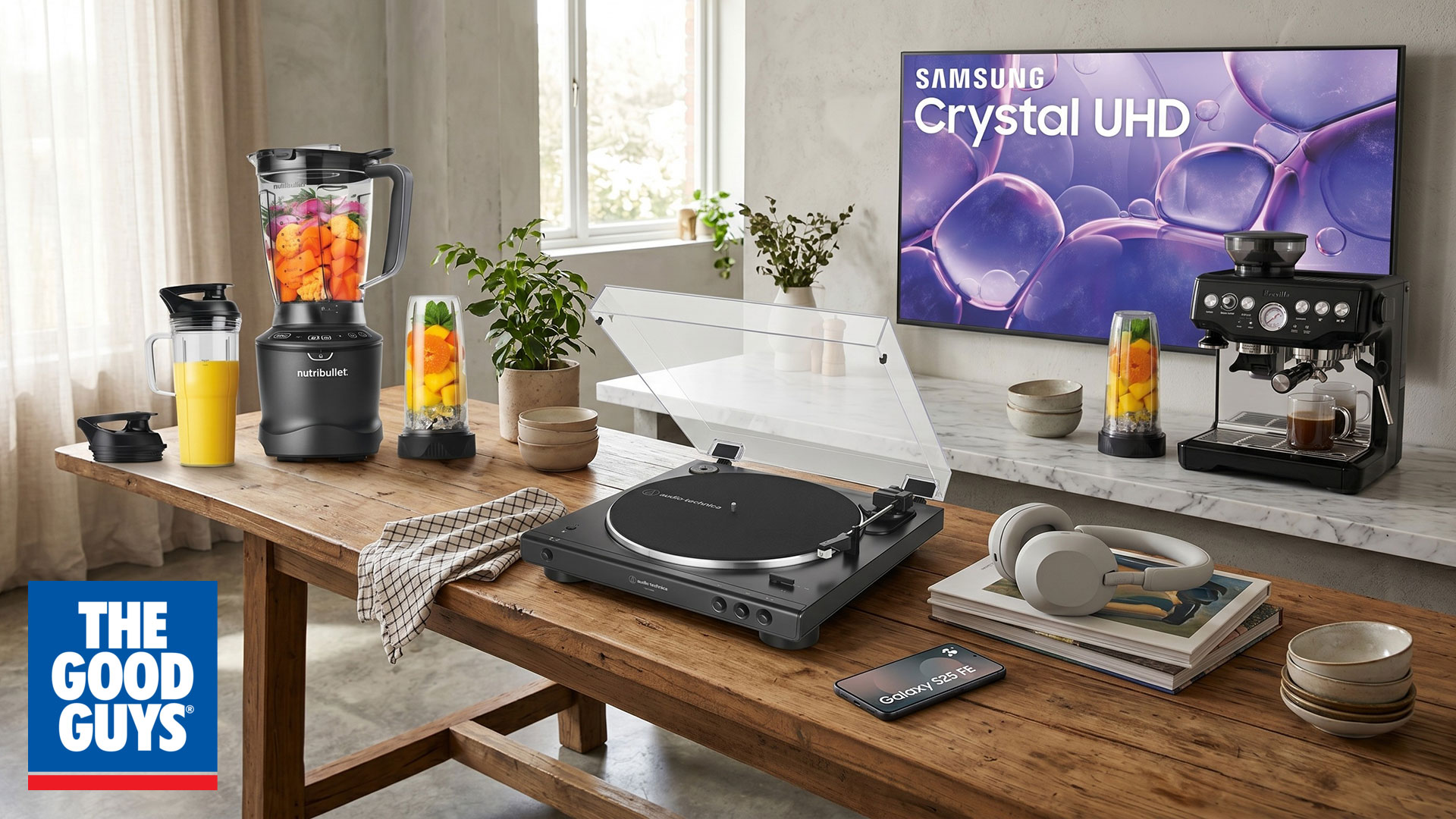 Various products displayed in a kitchen environment