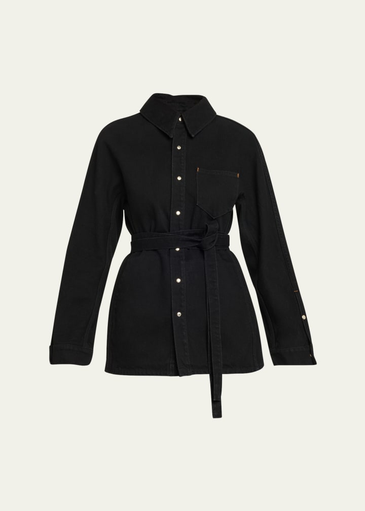 Denim Cinch Shirt Jacket