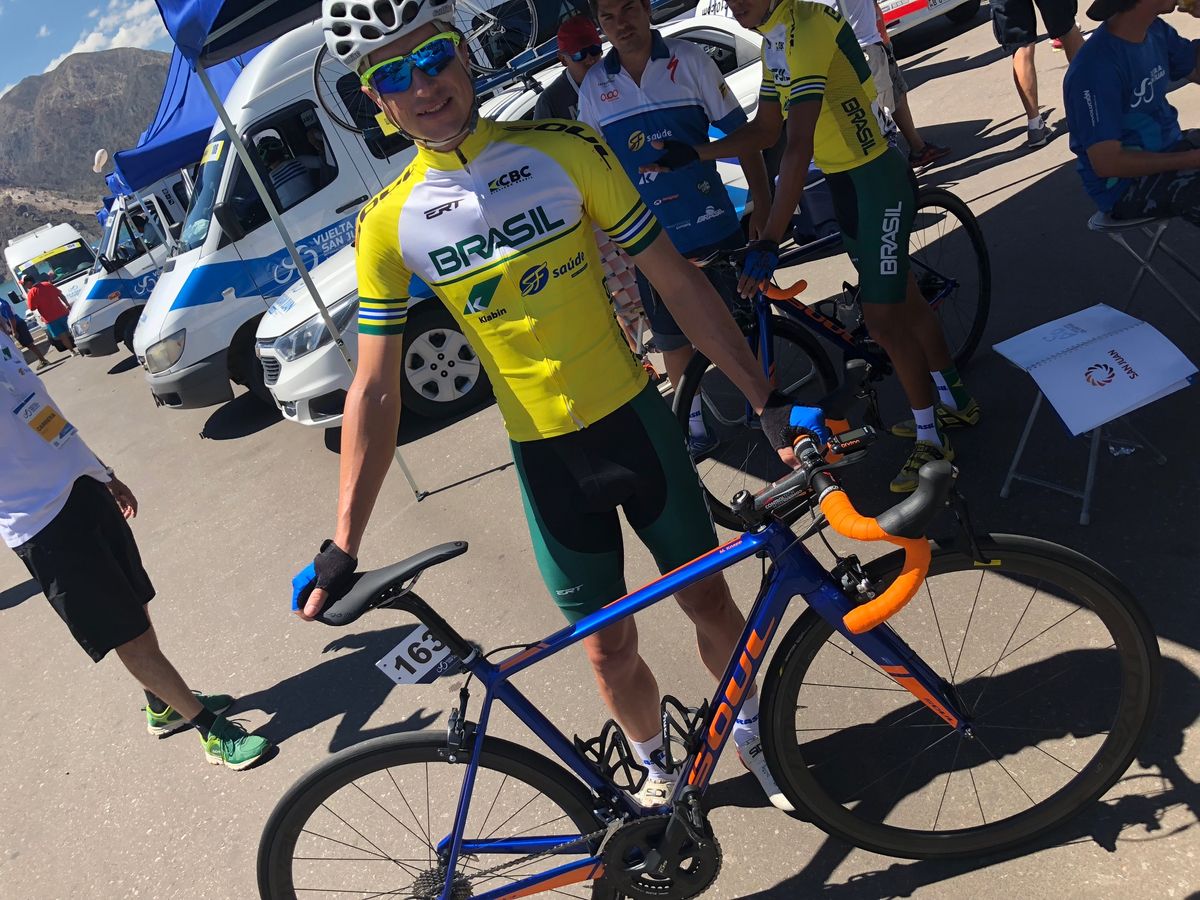 Mauricio Knapp of the Brazil national squad shows off his machine