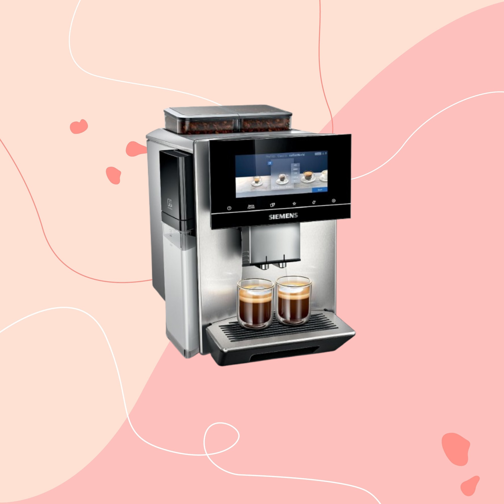 Siemens coffee machine on colourful background 