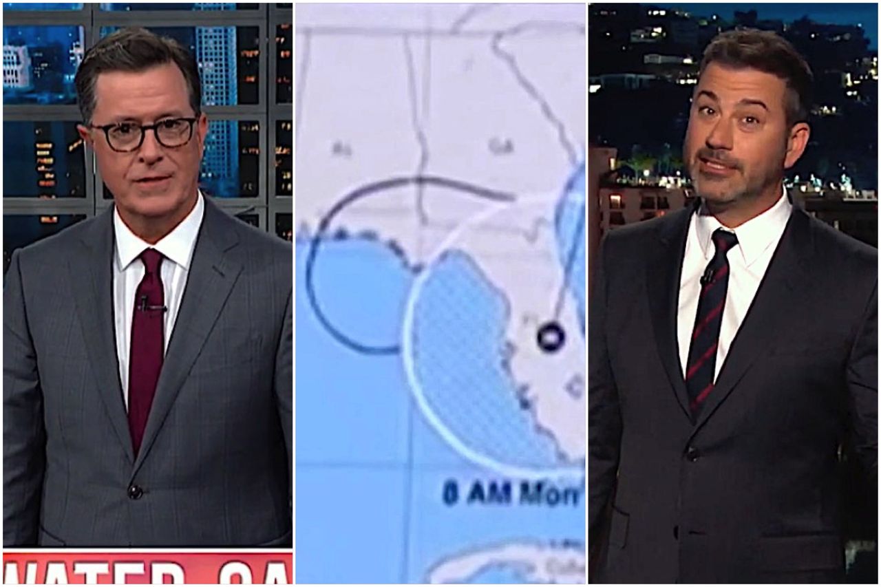 Stephen Colbert and Jimmy Kimmel on Trump&amp;#039;s doctored map