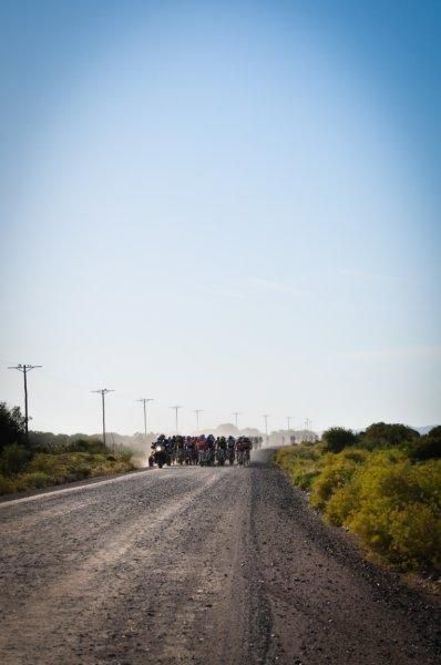 The lead group at the start of stage 1