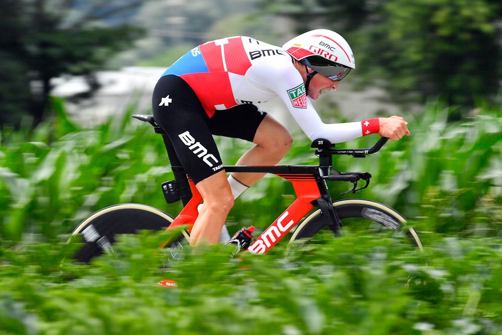 Stefan Kung on his way to winning stage 9 at Tour de Suisse