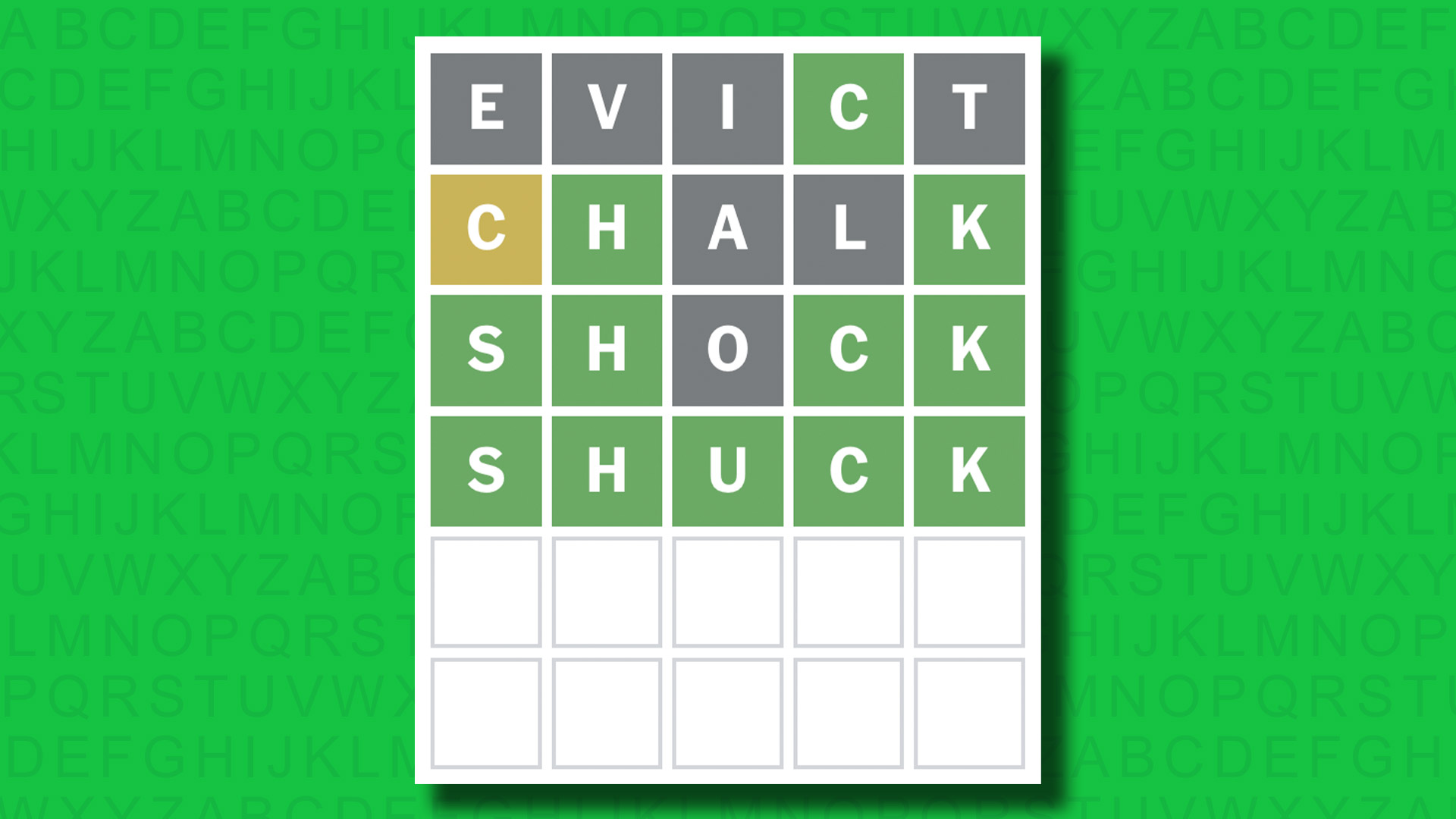 NYT Wordle answer for game 1434 on a green background