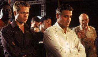 Oceans Eleven Bernie Mack Brad Pitt Matt Damon George Clooney Carl Reiner watching the action