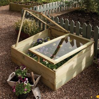 mini cold frame with a split lid