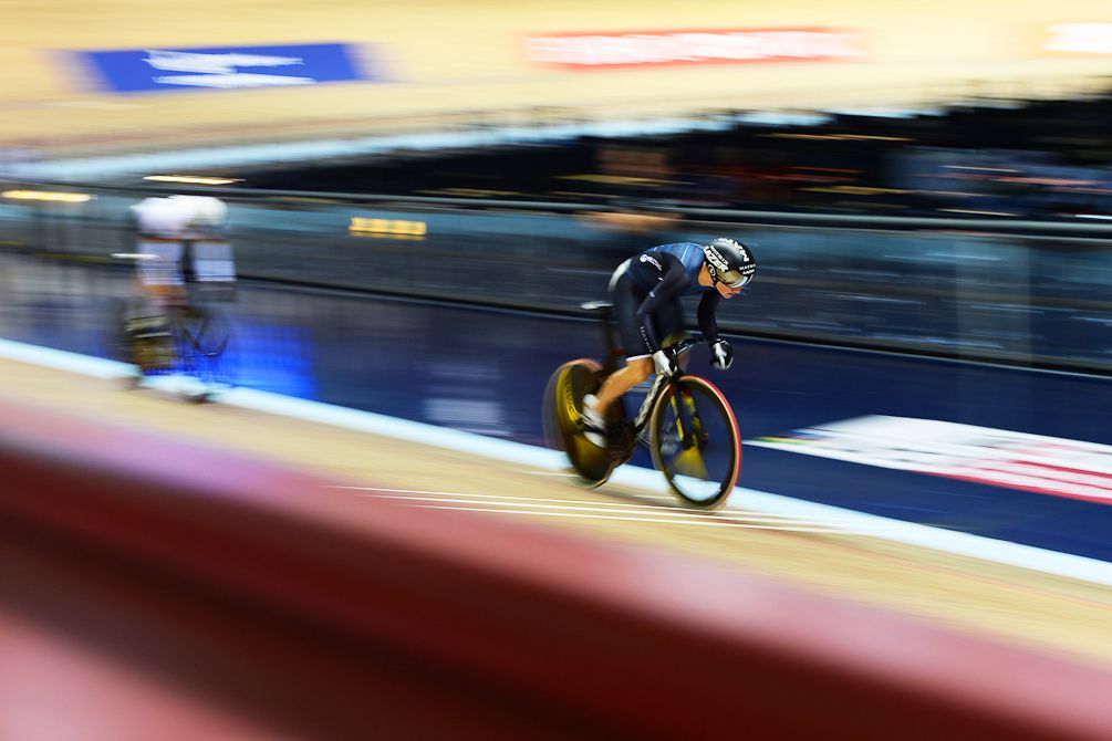 Laurine Van Riessen of Maloja Pushbikes competes in the Women's Sprint