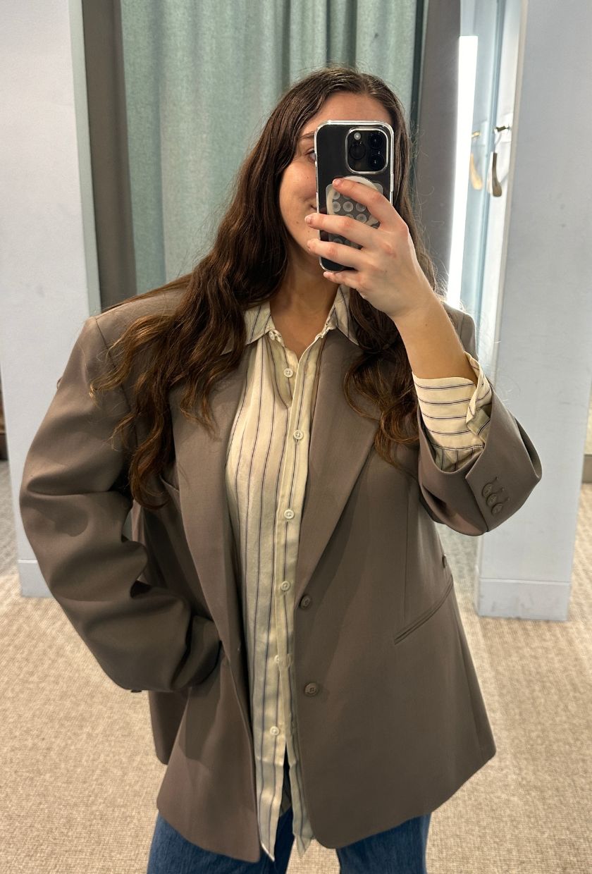 An image of Who What Wear UK's SEO Writer Ava Gilchrist wearing The Frankie Shop Crosby Blazer