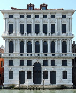The façade of the Prada Foundation in Venice