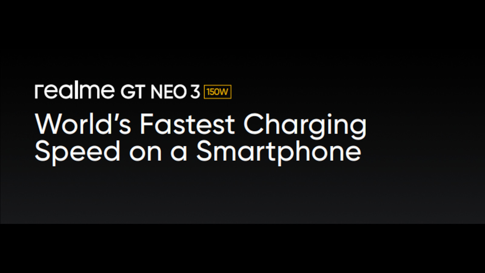 A graphic announcing Realme's 150W charging feature for the GT NEO 3