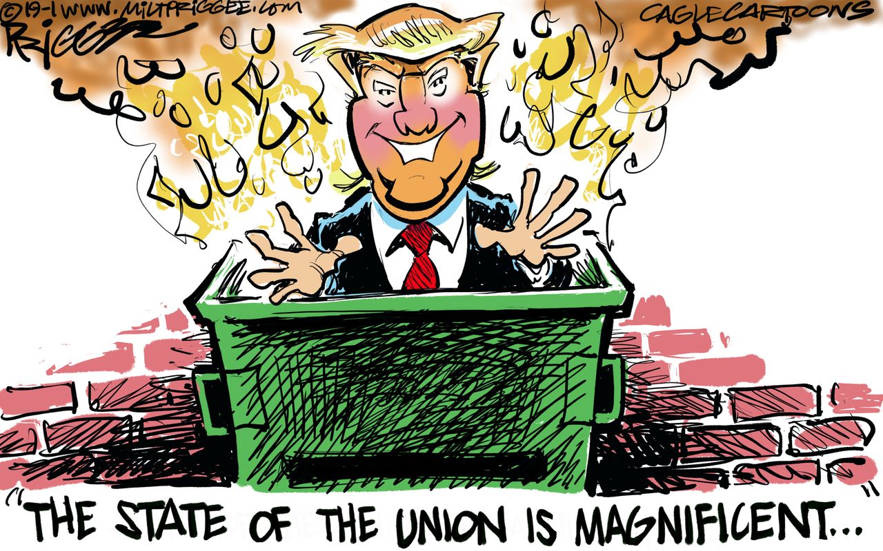 Political Cartoon U.S.&amp;amp;nbsp;Trump shutdown State of the Union Nancy Pelosi