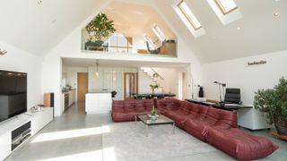 open plan layout in extended 1970s house renovation
