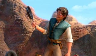Flynn Rider with frying pan in Tangled