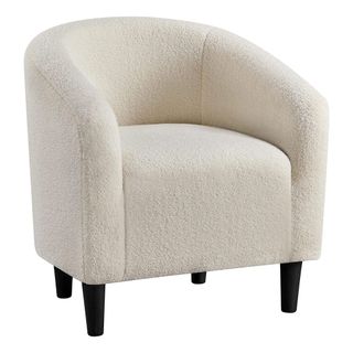 Yaheetech Accent Barrel Chair in white sherpa