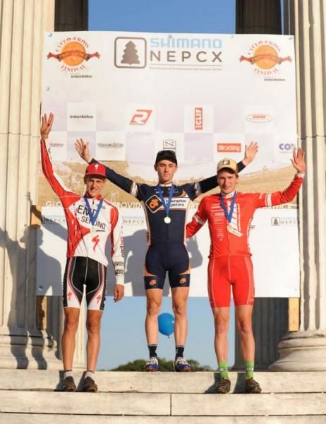 Lukas M&uuml;ller (Philadelphia Cyclocross School), right, finished third in the U23 category at the Shimano NEPCX - Providence Cyclo-cross Festival.