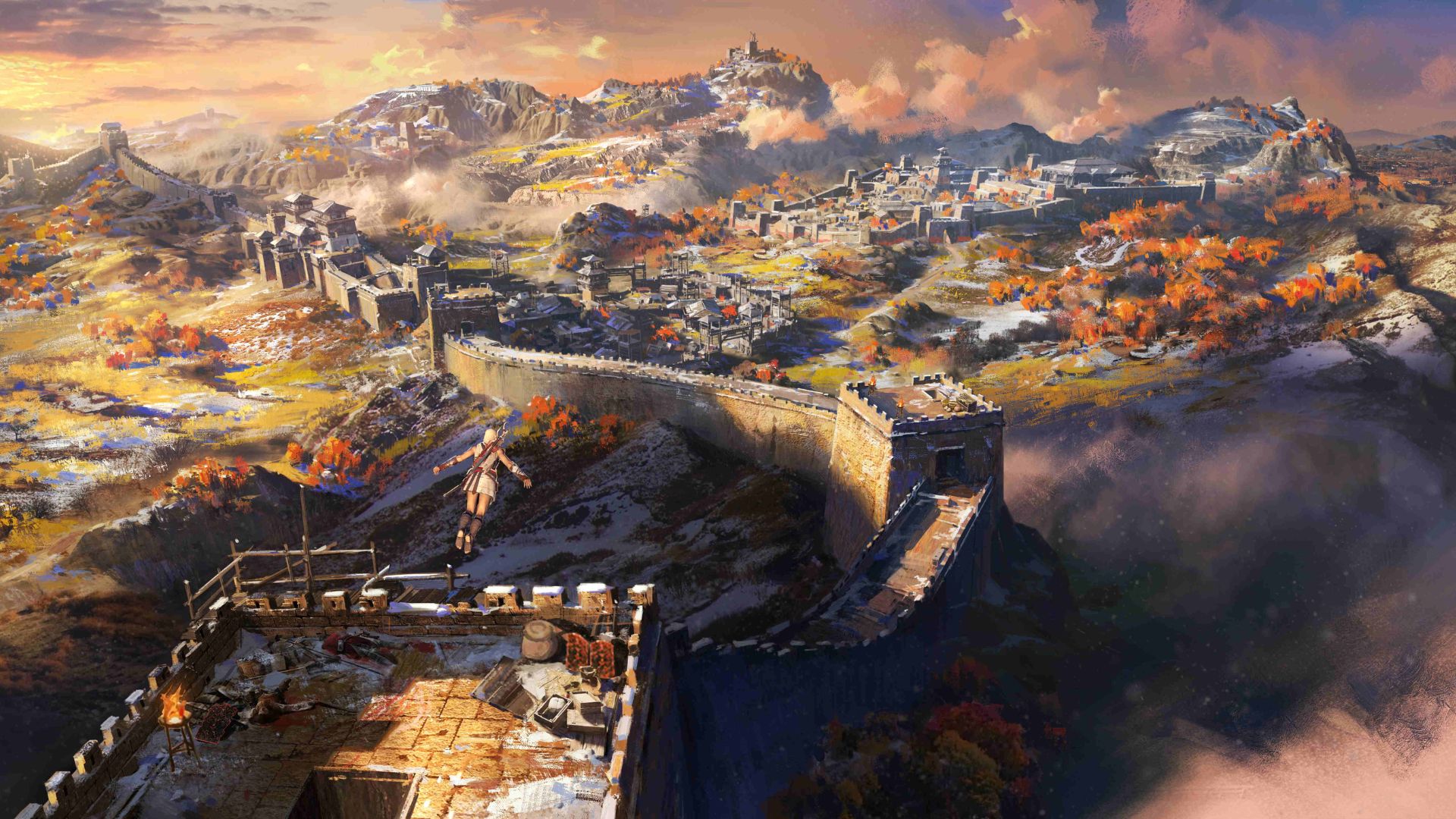 Overlooking the great wall in  Assassins Creed Codename Jade