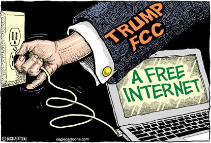 Political cartoon U.S. Trump FCC Net Neutrality internet