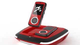 The Intellivision Amico will be available in five distinct colors: Metallic Pearl, Obsidian Black, Vintage Woodgrain, GTO Red with carbon fiber (shown here) and Galaxy Purple. (Image Credit: Intellivision)