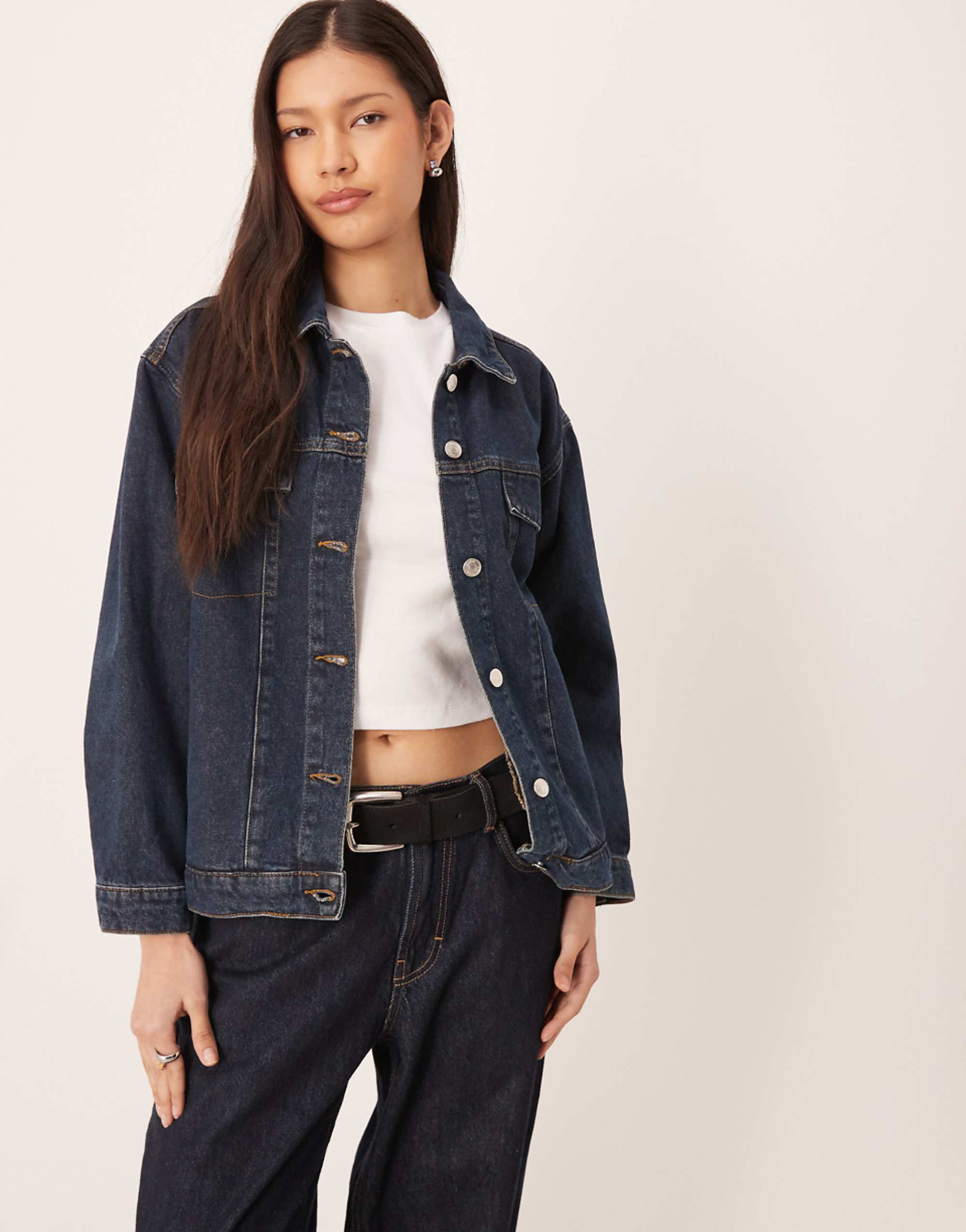 Asos Design Oversized Denim Western Jacket in Blue Tint