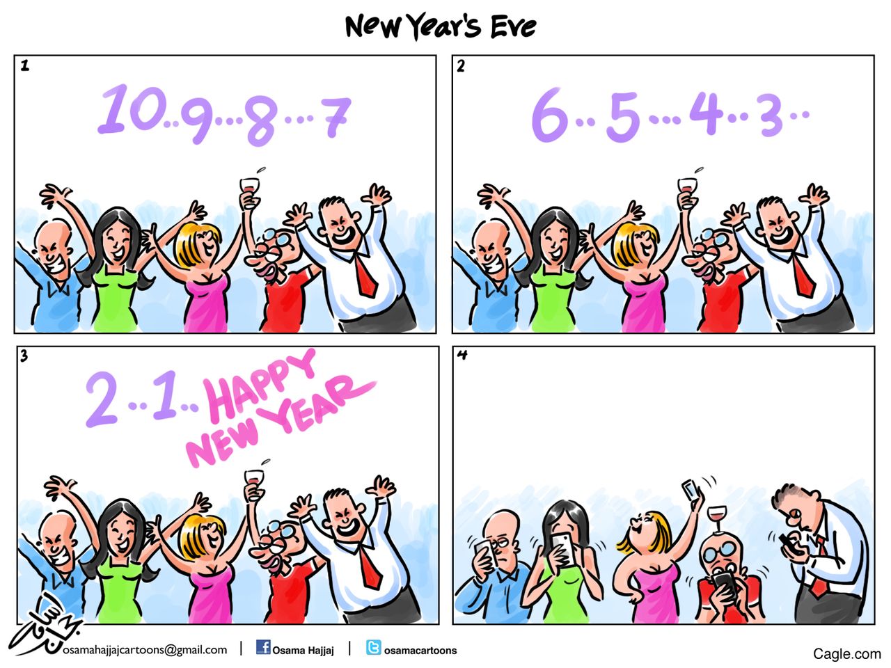 Editorial cartoon World New Year Phones