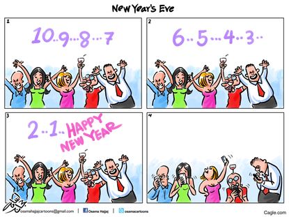 Editorial cartoon World New Year Phones