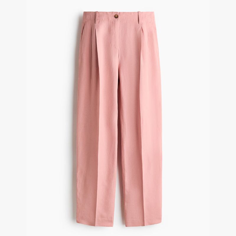 H&amp;amp;M, pink linen trousers