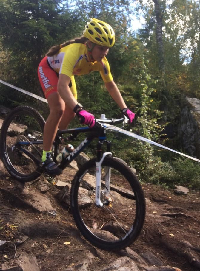 A rider practices during training