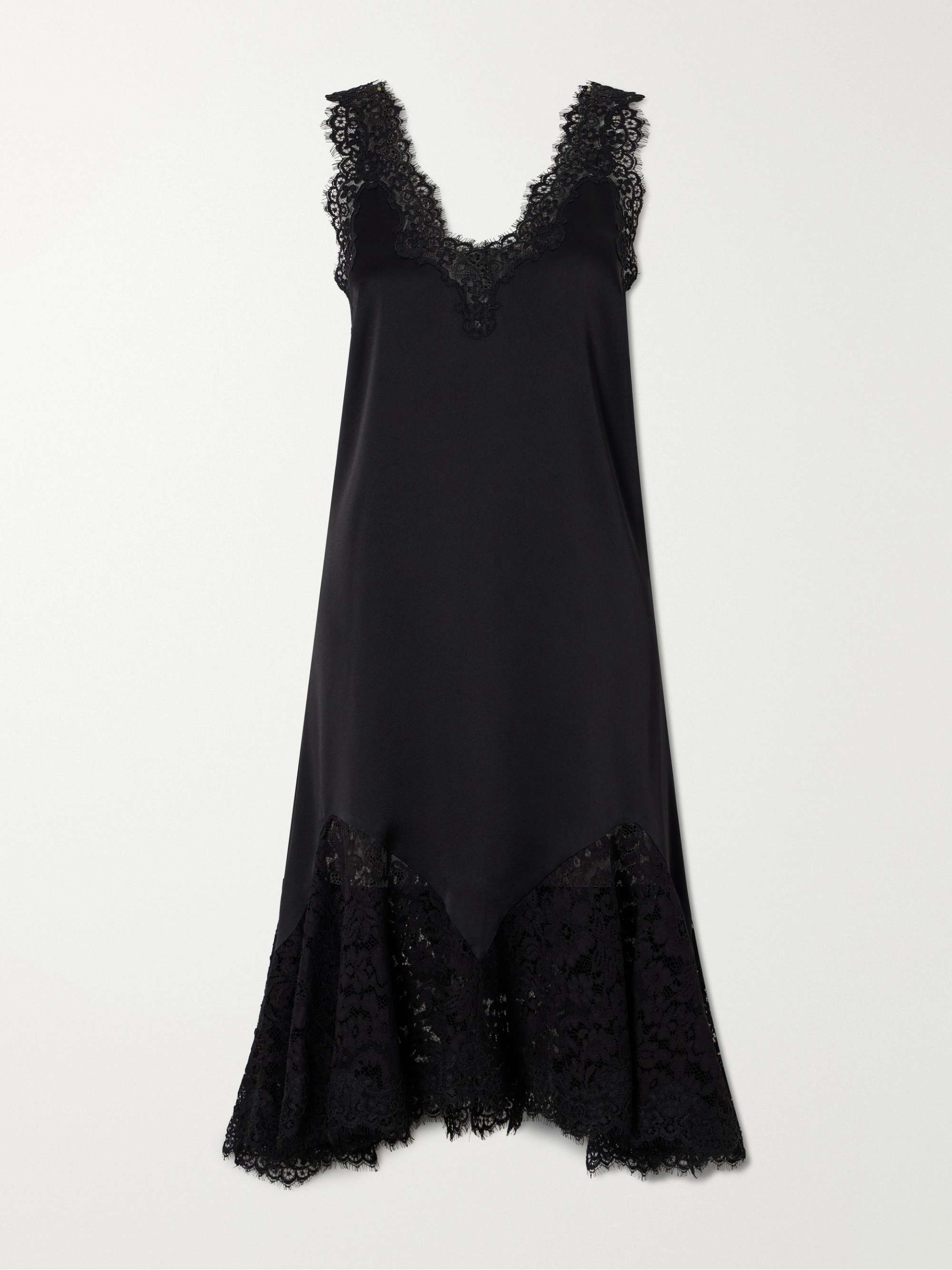 Lace-Trimmed Satin Mini Dress
