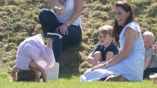 Kate Middleton watches Charlotte do a forward roll