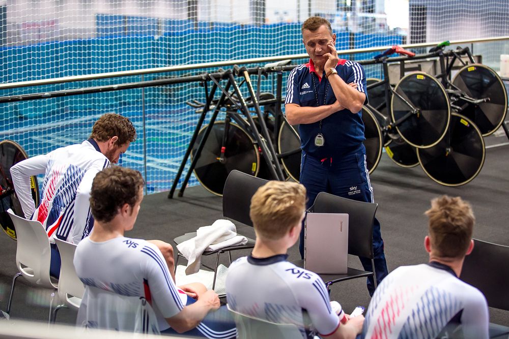 Endurance coach Heiko Salzwedel talks to his riders