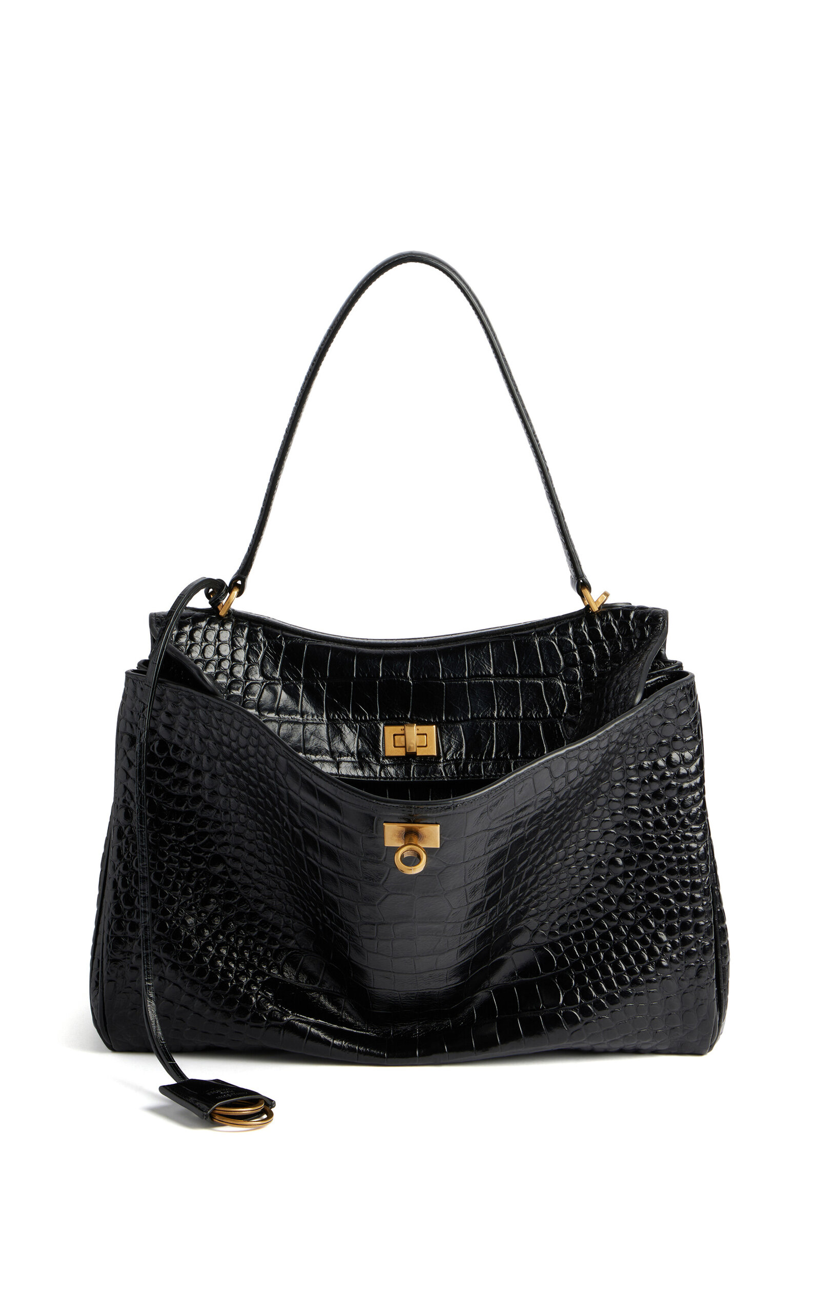 Rodeo Medium Croc-Effect Leather Top Handle Bag