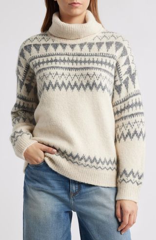 Fair Isle Turtleneck Relaxed Fit Sweater