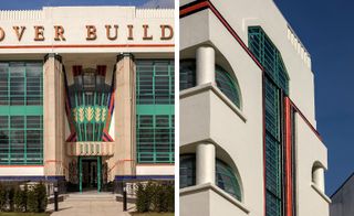 Side by side: Close up images of Hoover building facade