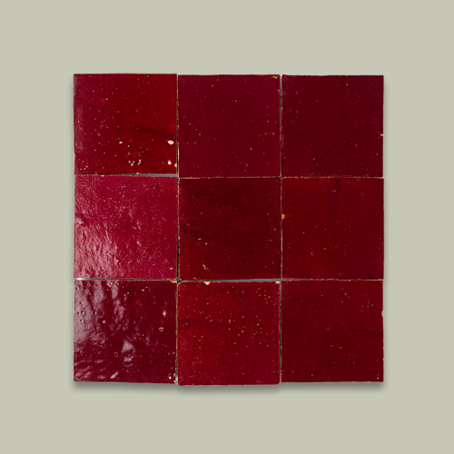 Crimson Red Zellige - 10cm X 10cm X 1.2cm