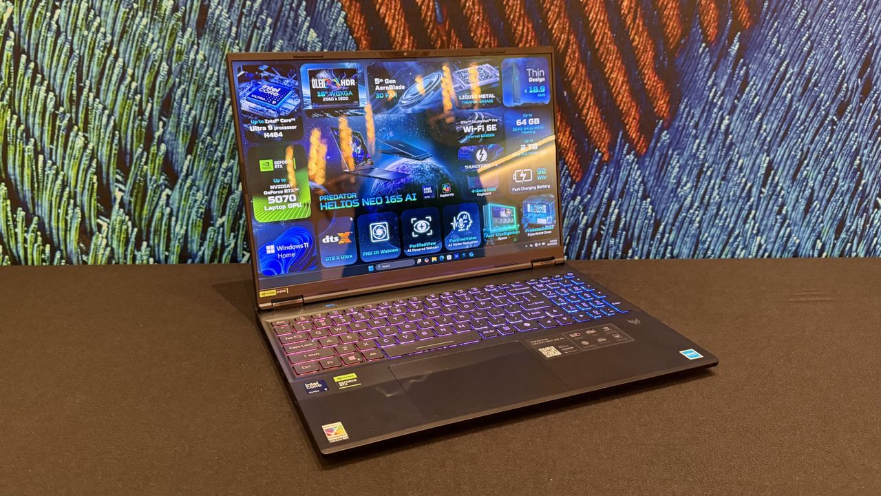 A laptop on display at CES 2026