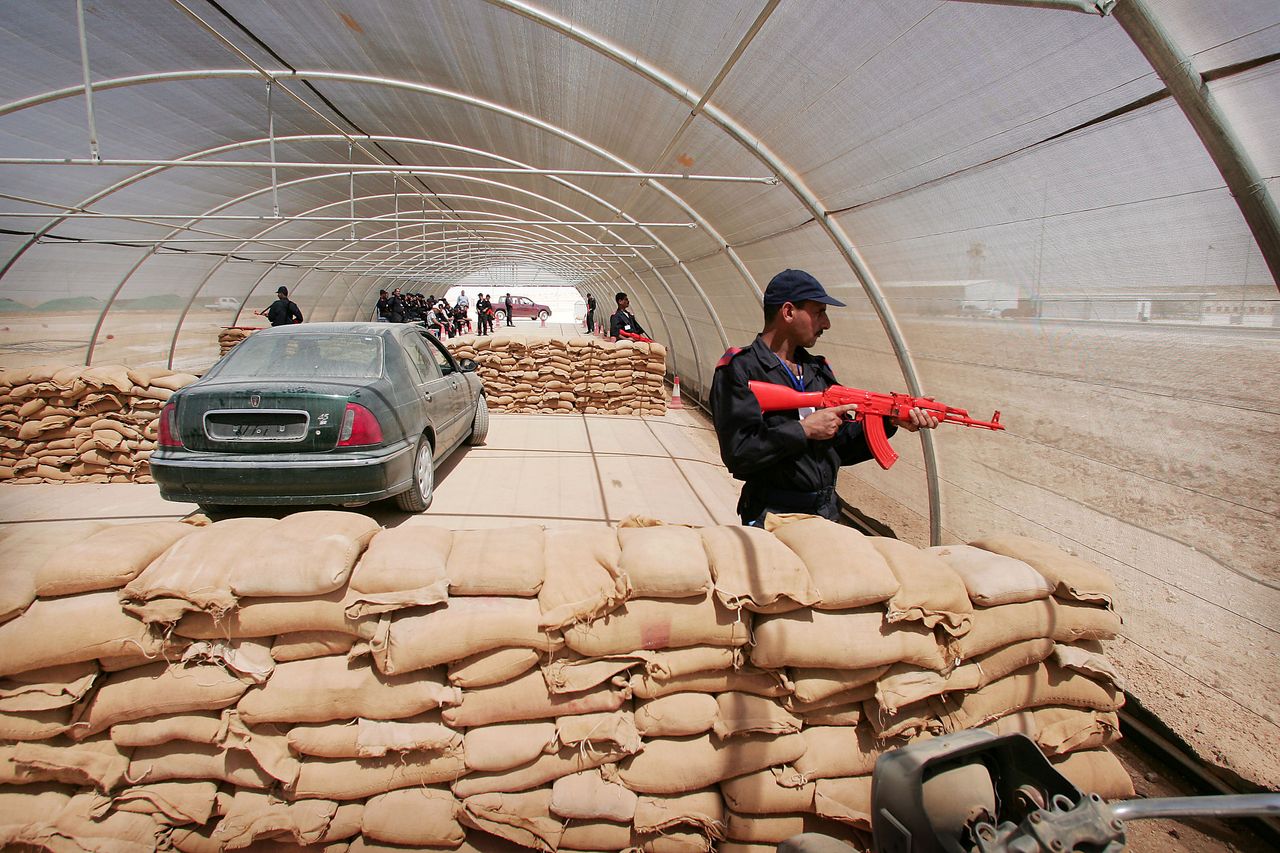 Iraqi police train at a U.S-backed center outside Amman, Jordan