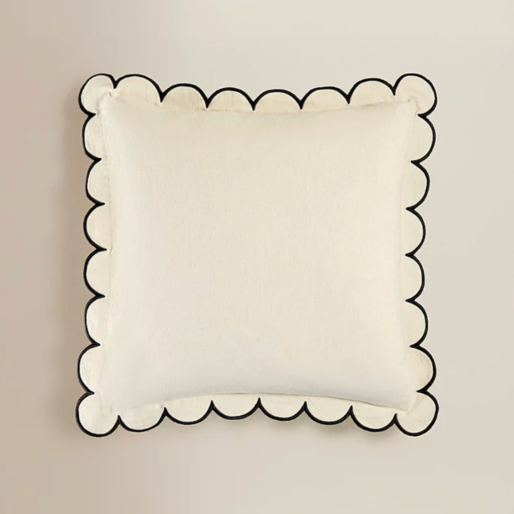 George Home Black &amp;amp; White Slub Scallop Cushion