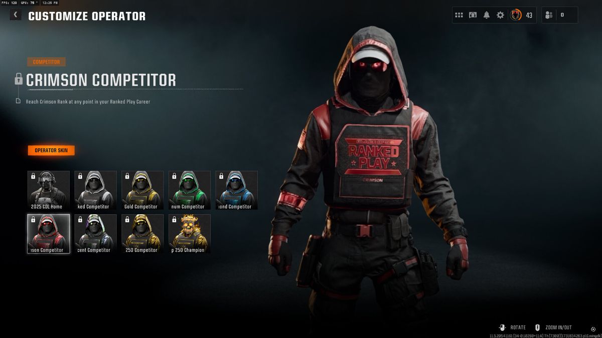 The operator rewards available in ranked play in Call of Duty: Black Ops 6