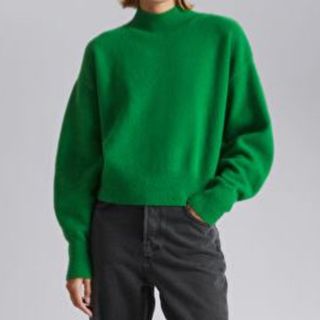 Mock Neck Sweater in Bright Green