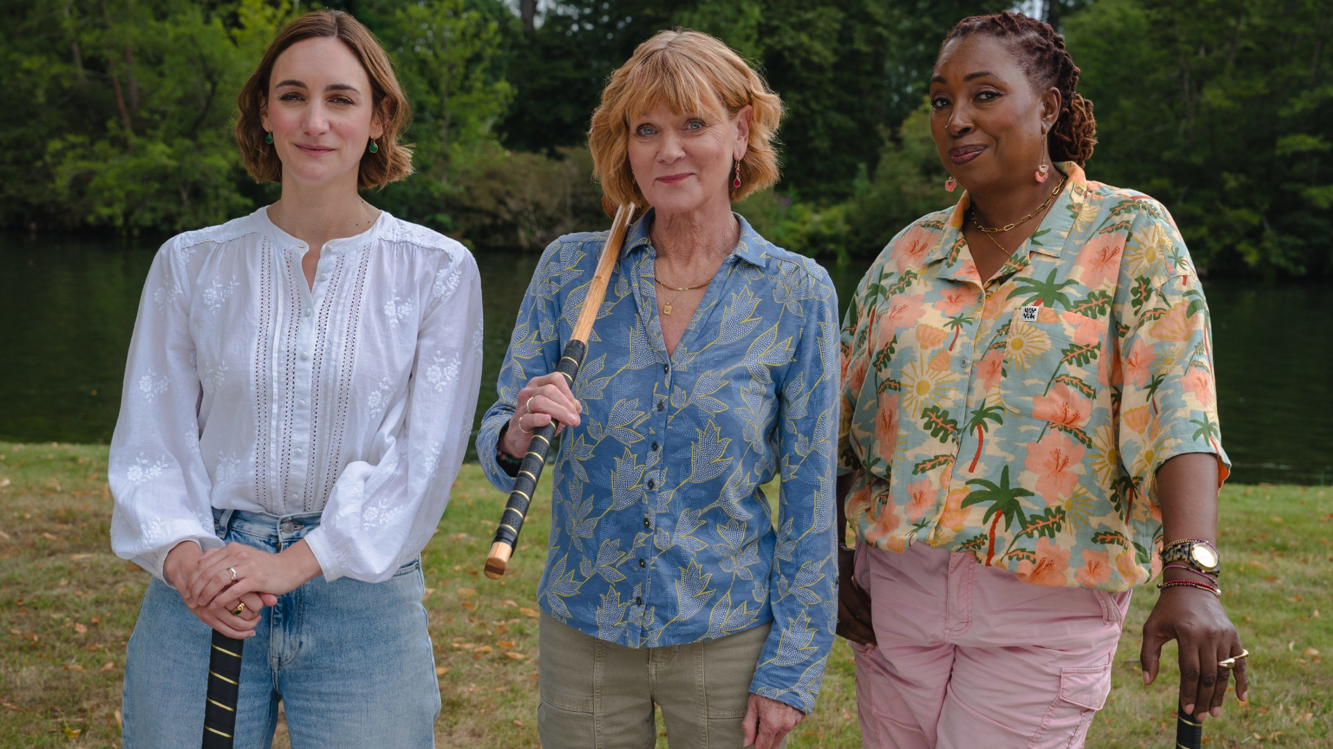 Judith, Suzie, and Becks in "The Marlow Murder Club"