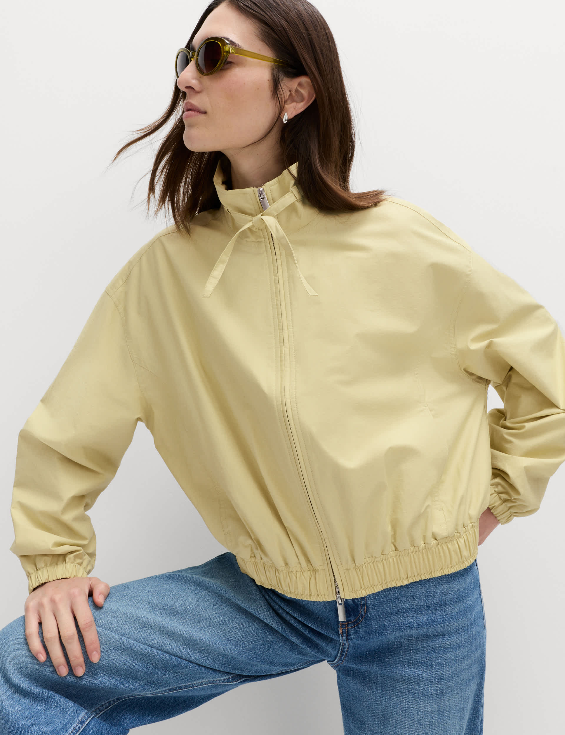 Cotton Rich Funnel Neck Bomber Jacket