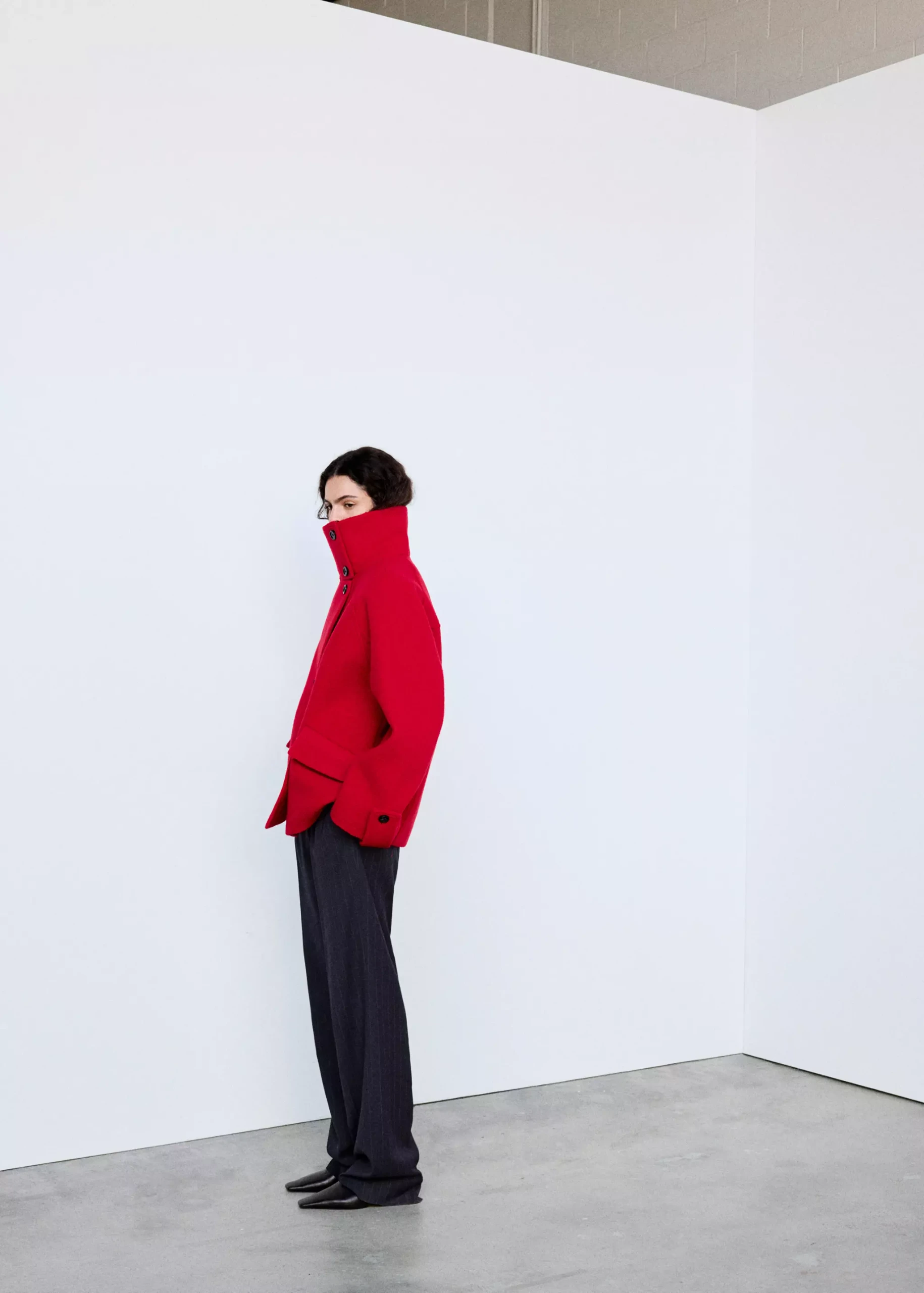100% Wool Funnel-Neck Coat - Women | Mango Usa