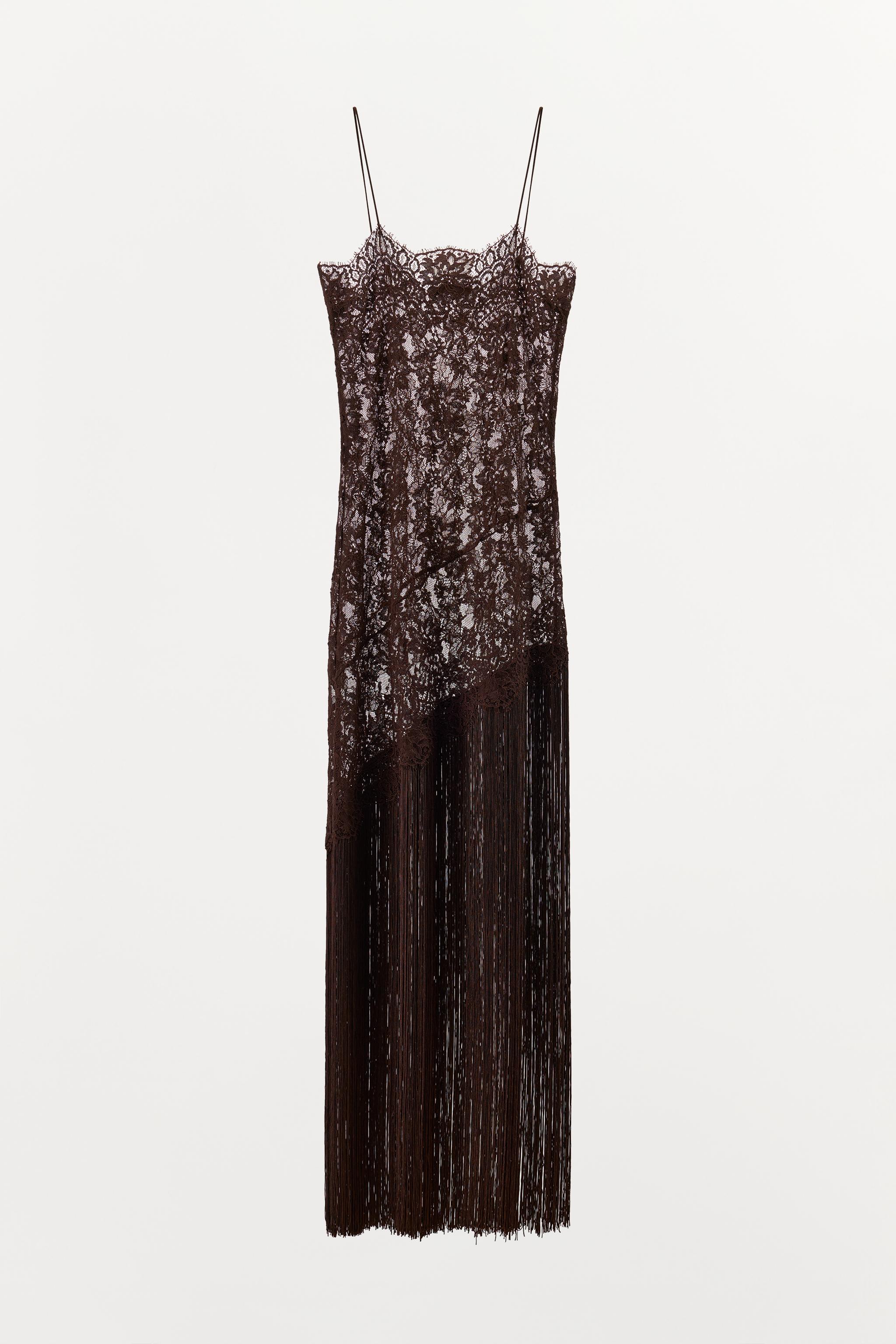 Fringed Lace Strap Dress