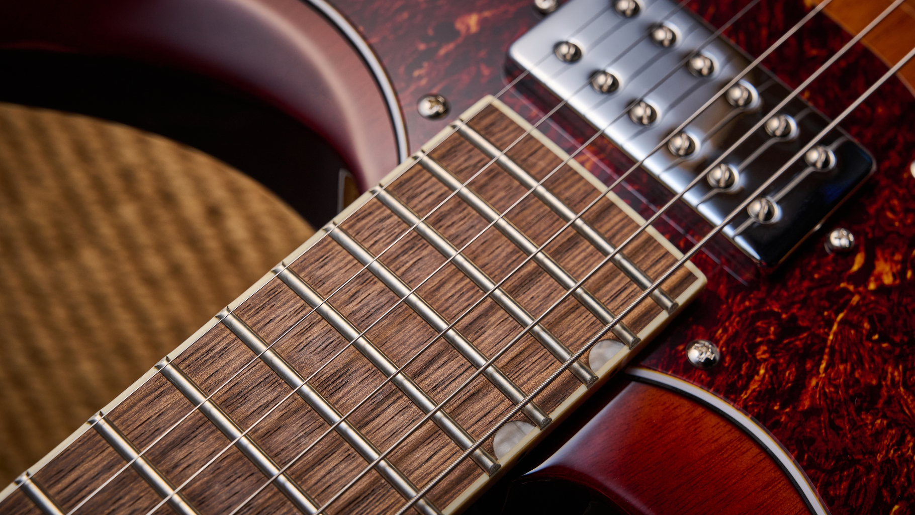 Close up of the neck on the Gretsch Electromatic CVT electric guitar
