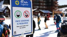 Photo of COVID-19 safety guidance at ski area