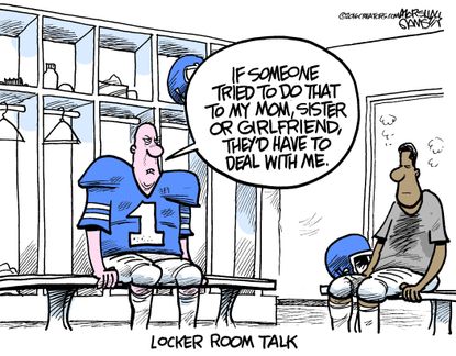 Editorial cartoon U.S. players locker room talk
